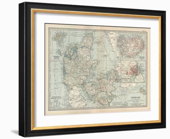 Plate 25. Map of Denmark. Insets of Iceland-Encyclopaedia Britannica-Framed Art Print