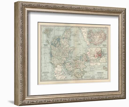 Plate 25. Map of Denmark. Insets of Iceland-Encyclopaedia Britannica-Framed Premium Giclee Print