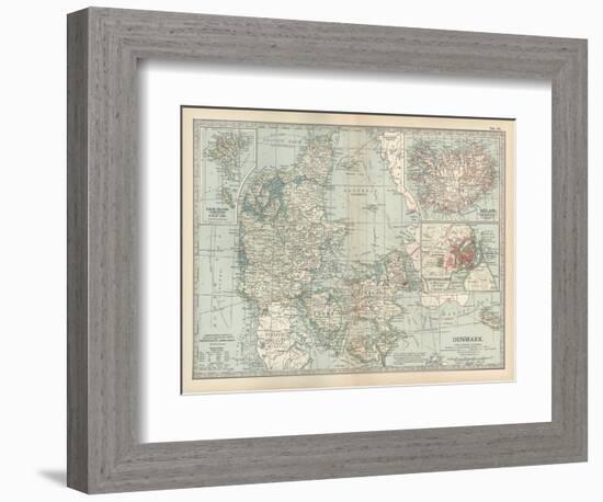 Plate 25. Map of Denmark. Insets of Iceland-Encyclopaedia Britannica-Framed Premium Giclee Print