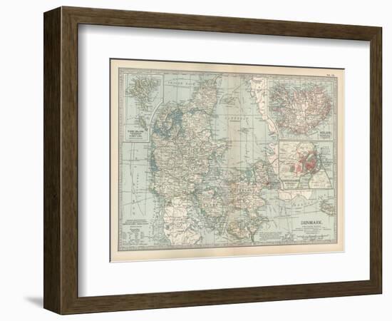 Plate 25. Map of Denmark. Insets of Iceland-Encyclopaedia Britannica-Framed Premium Giclee Print