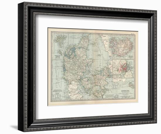 Plate 25. Map of Denmark. Insets of Iceland-Encyclopaedia Britannica-Framed Premium Giclee Print