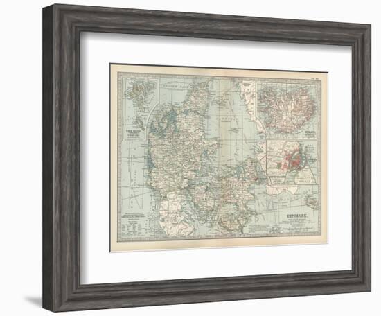 Plate 25. Map of Denmark. Insets of Iceland-Encyclopaedia Britannica-Framed Art Print