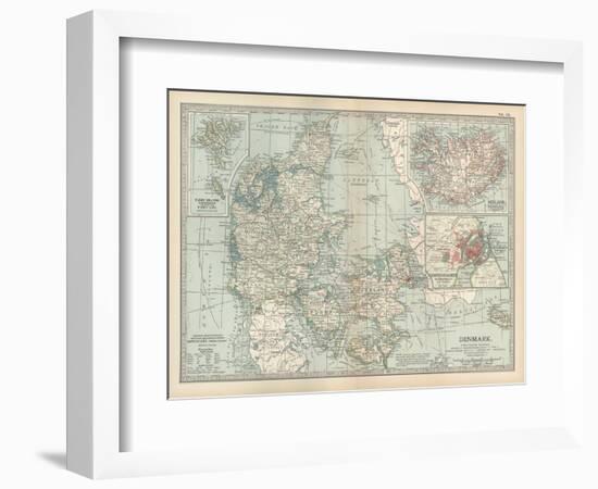 Plate 25. Map of Denmark. Insets of Iceland-Encyclopaedia Britannica-Framed Art Print