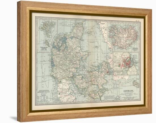 Plate 25. Map of Denmark. Insets of Iceland-Encyclopaedia Britannica-Framed Stretched Canvas