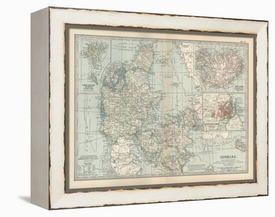 Plate 25. Map of Denmark. Insets of Iceland-Encyclopaedia Britannica-Framed Stretched Canvas
