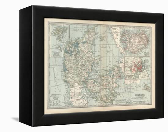 Plate 25. Map of Denmark. Insets of Iceland-Encyclopaedia Britannica-Framed Stretched Canvas