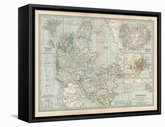 Plate 25. Map of Denmark. Insets of Iceland-Encyclopaedia Britannica-Framed Stretched Canvas