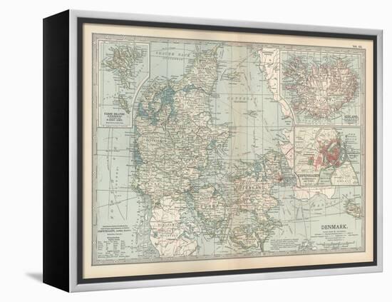 Plate 25. Map of Denmark. Insets of Iceland-Encyclopaedia Britannica-Framed Stretched Canvas