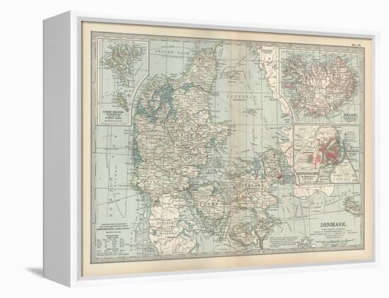 Plate 25. Map of Denmark. Insets of Iceland-Encyclopaedia Britannica-Framed Stretched Canvas