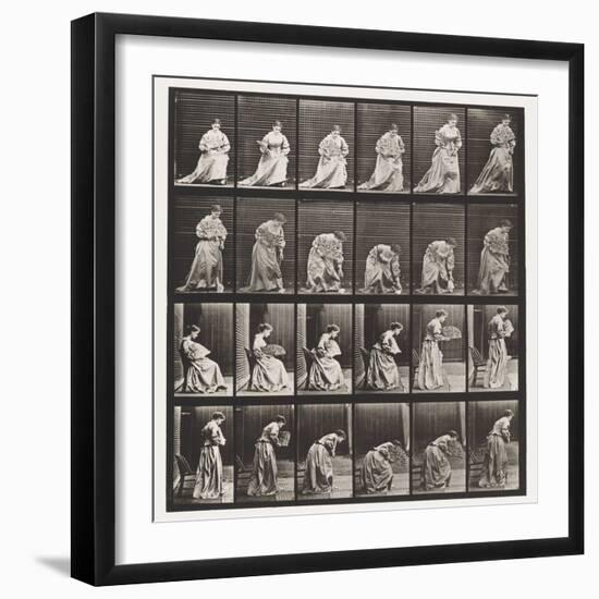 Plate 250. Rising from Chair, Stooping and Lifting Hand-Kerchief, 1885 (Collotype on Paper)-Eadweard Muybridge-Framed Giclee Print