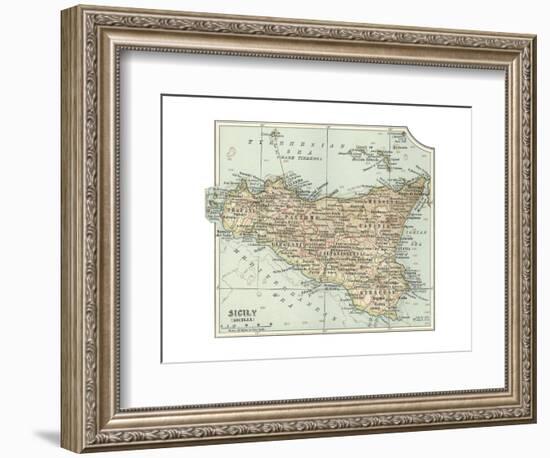 Plate 32. Inset Map of Sicily (Sicilia). Italy-Encyclopaedia Britannica-Framed Premium Giclee Print