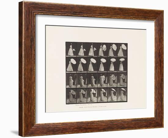 Plate 38.Walking, Opening Parasol, 1885 (Collotype on Paper)-Eadweard Muybridge-Framed Giclee Print