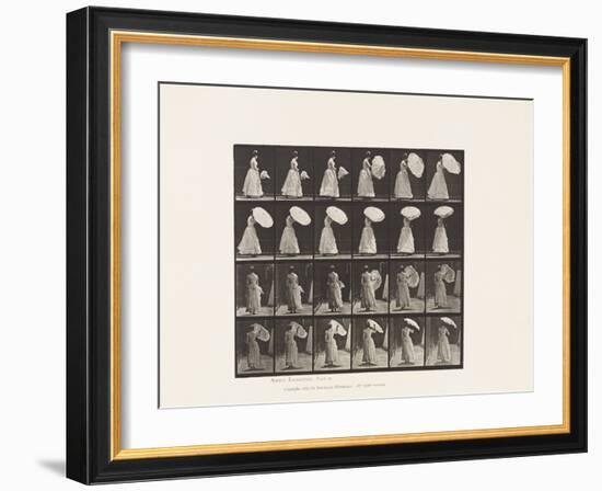 Plate 38.Walking, Opening Parasol, 1885 (Collotype on Paper)-Eadweard Muybridge-Framed Giclee Print