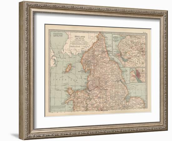 Plate 4. Map of England and Wales-Encyclopaedia Britannica-Framed Art Print