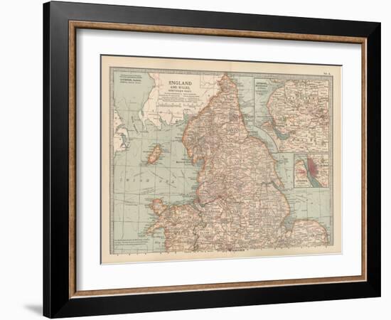 Plate 4. Map of England and Wales-Encyclopaedia Britannica-Framed Art Print