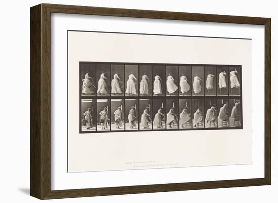 Plate 457.Stepping on Chair, and Reaching Up, 1885 (Collotype on Paper)-Eadweard Muybridge-Framed Giclee Print