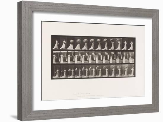 Plate 461. Opening a Parasol and Turning Around, 1885 (Collotype on Paper)-Eadweard Muybridge-Framed Giclee Print