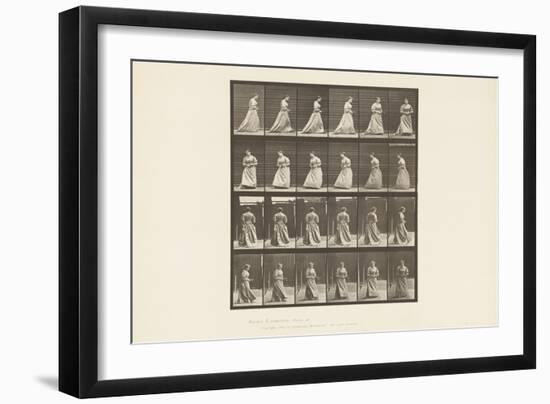 Plate 48. Walking and Turning around Bouquet in Both Hands, 1885 (Collotype on Paper)-Eadweard Muybridge-Framed Giclee Print