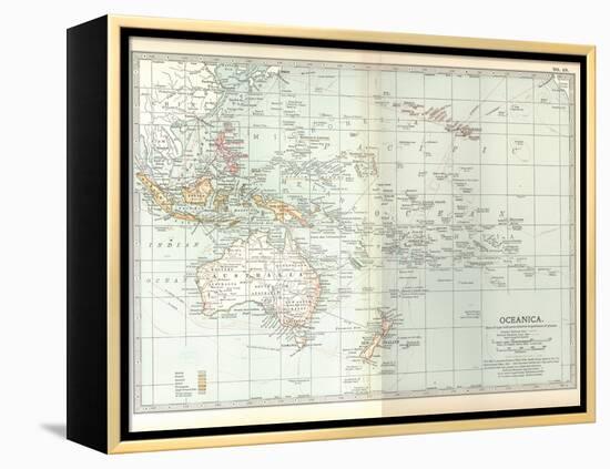 Plate 49. Map of Oceanica (Oceania). Australia-Encyclopaedia Britannica-Framed Stretched Canvas