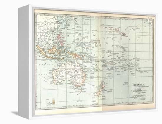 Plate 49. Map of Oceanica (Oceania). Australia-Encyclopaedia Britannica-Framed Stretched Canvas