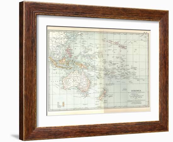 Plate 49. Map of Oceanica (Oceania). Australia-Encyclopaedia Britannica-Framed Art Print