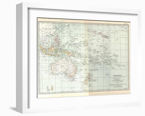 Plate 49. Map of Oceanica (Oceania). Australia-Encyclopaedia Britannica-Framed Art Print