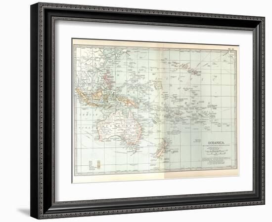 Plate 49. Map of Oceanica (Oceania). Australia-Encyclopaedia Britannica-Framed Art Print