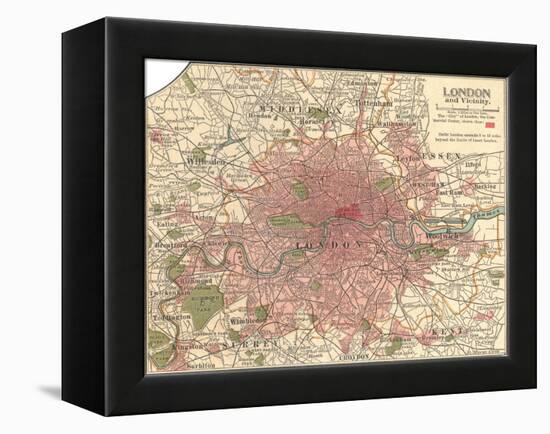 Plate 5. Inset Map of London-Encyclopaedia Britannica-Framed Stretched Canvas