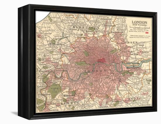 Plate 5. Inset Map of London-Encyclopaedia Britannica-Framed Stretched Canvas