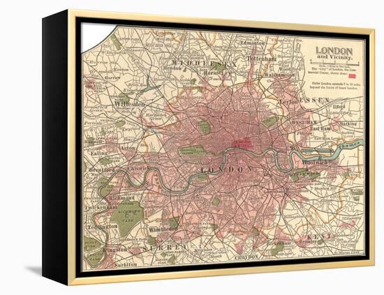 Plate 5. Inset Map of London-Encyclopaedia Britannica-Framed Stretched Canvas