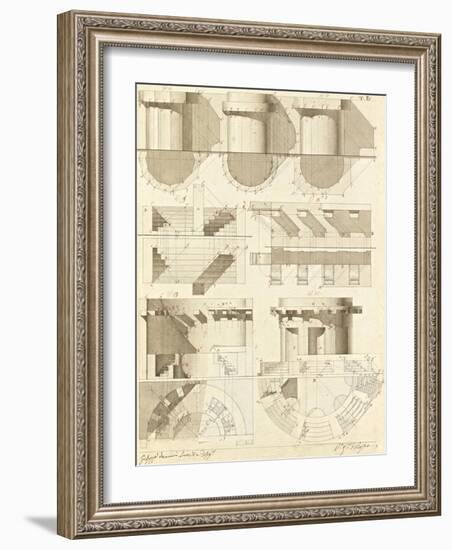 Plate 50 for Elements of Civil Architecture, ca. 1818-1850-Giuseppe Vannini-Framed Art Print