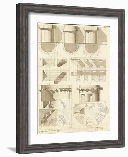 Plate 50 for Elements of Civil Architecture, ca. 1818-1850-Giuseppe Vannini-Framed Art Print