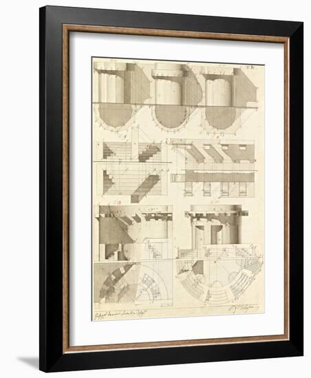 Plate 50 for Elements of Civil Architecture, ca. 1818-1850-Giuseppe Vannini-Framed Art Print