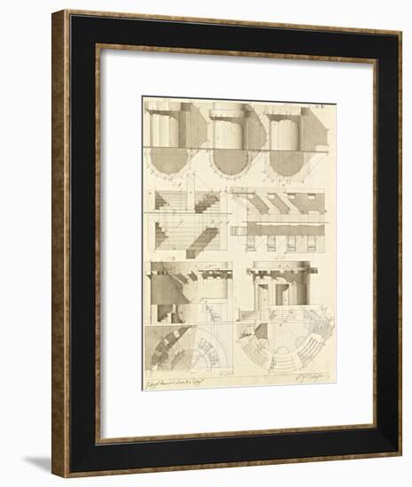 Plate 50 for Elements of Civil Architecture, ca. 1818-1850-Giuseppe Vannini-Framed Art Print