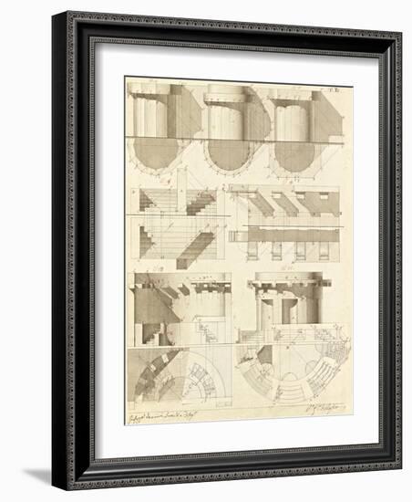 Plate 50 for Elements of Civil Architecture, ca. 1818-1850-Giuseppe Vannini-Framed Art Print