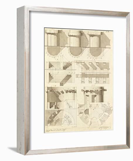 Plate 50 for Elements of Civil Architecture, ca. 1818-1850-Giuseppe Vannini-Framed Art Print