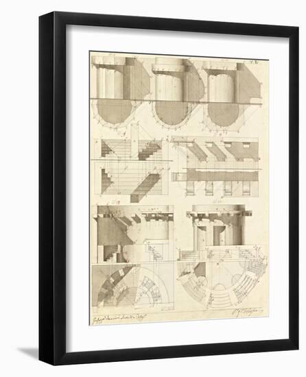 Plate 50 for Elements of Civil Architecture, ca. 1818-1850-Giuseppe Vannini-Framed Art Print