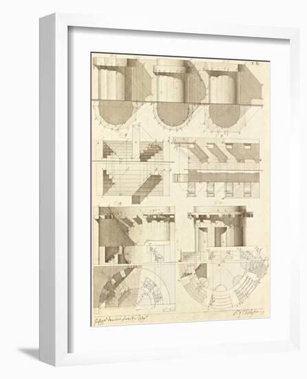 Plate 50 for Elements of Civil Architecture, ca. 1818-1850-Giuseppe Vannini-Framed Art Print