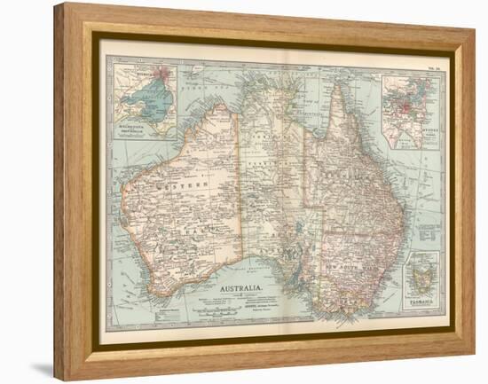 Plate 50. Map of Australia. Insets of Melbourne and Port Phillip-Encyclopaedia Britannica-Framed Stretched Canvas