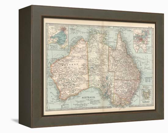 Plate 50. Map of Australia. Insets of Melbourne and Port Phillip-Encyclopaedia Britannica-Framed Stretched Canvas
