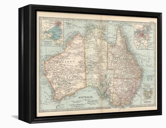 Plate 50. Map of Australia. Insets of Melbourne and Port Phillip-Encyclopaedia Britannica-Framed Stretched Canvas