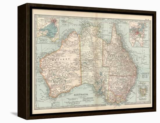 Plate 50. Map of Australia. Insets of Melbourne and Port Phillip-Encyclopaedia Britannica-Framed Stretched Canvas