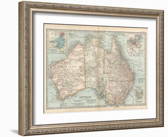 Plate 50. Map of Australia. Insets of Melbourne and Port Phillip-Encyclopaedia Britannica-Framed Art Print