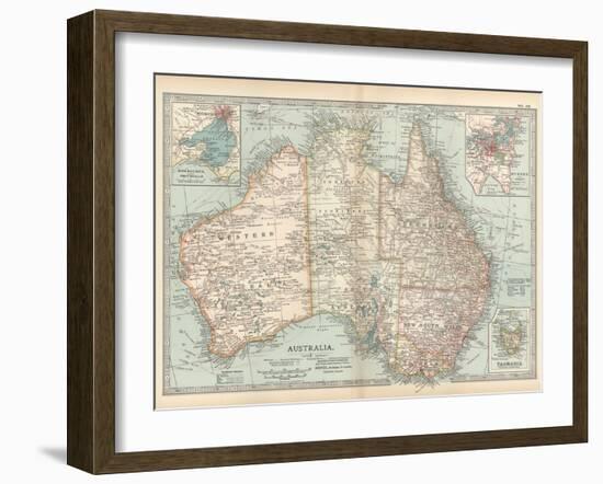 Plate 50. Map of Australia. Insets of Melbourne and Port Phillip-Encyclopaedia Britannica-Framed Art Print