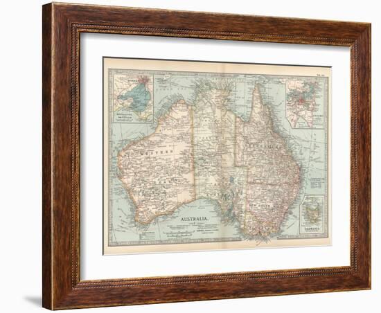 Plate 50. Map of Australia. Insets of Melbourne and Port Phillip-Encyclopaedia Britannica-Framed Art Print