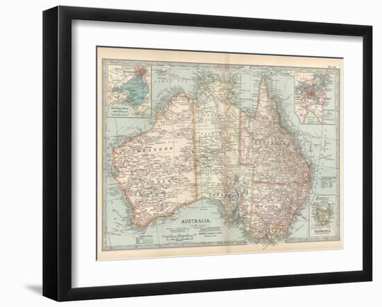 Plate 50. Map of Australia. Insets of Melbourne and Port Phillip-Encyclopaedia Britannica-Framed Art Print