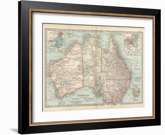 Plate 50. Map of Australia. Insets of Melbourne and Port Phillip-Encyclopaedia Britannica-Framed Art Print