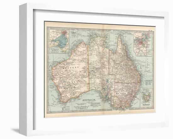 Plate 50. Map of Australia. Insets of Melbourne and Port Phillip-Encyclopaedia Britannica-Framed Art Print