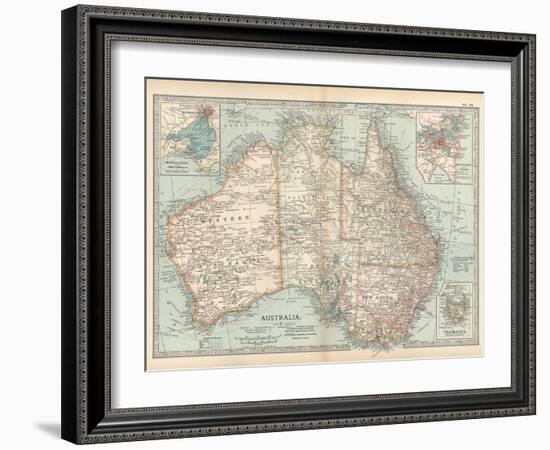 Plate 50. Map of Australia. Insets of Melbourne and Port Phillip-Encyclopaedia Britannica-Framed Art Print