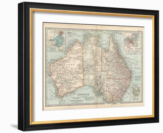 Plate 50. Map of Australia. Insets of Melbourne and Port Phillip-Encyclopaedia Britannica-Framed Art Print